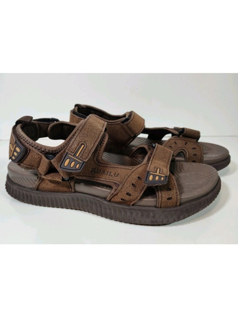Kuailu Orthopedic Hiking Walking Sandals Men's 12 Brown Arch Support Beach